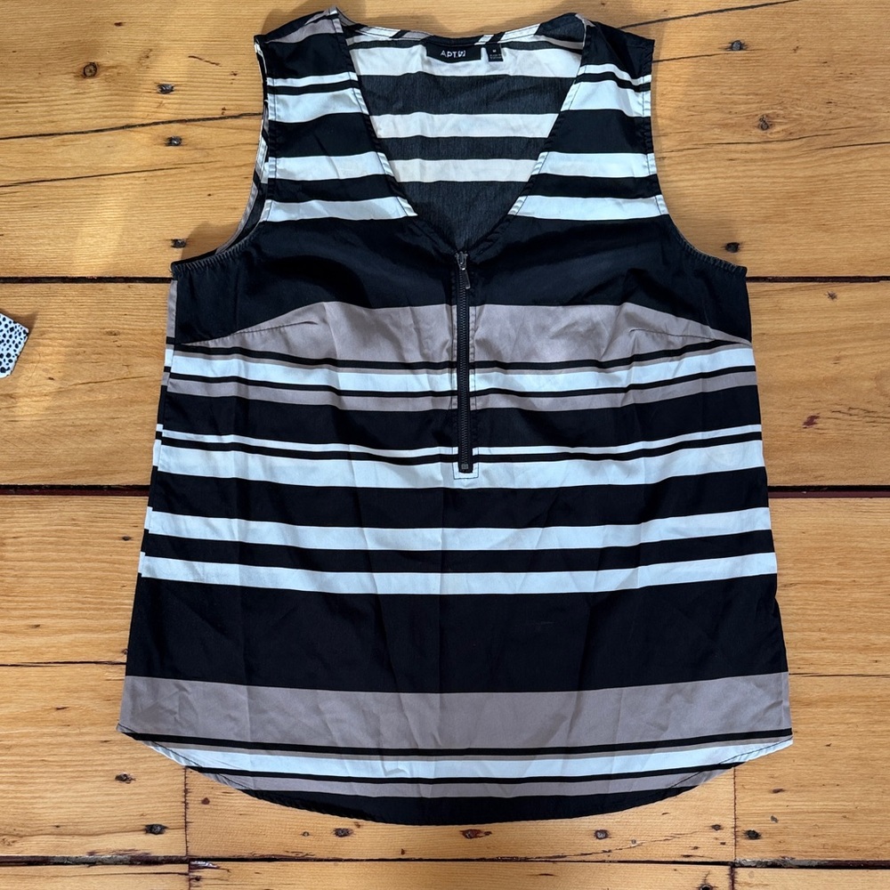 Apt. 9 Black and White Striped Blouse